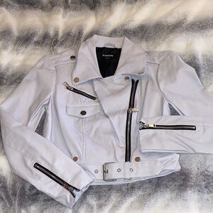 Bebe Women's Light Gray Leather Jacket